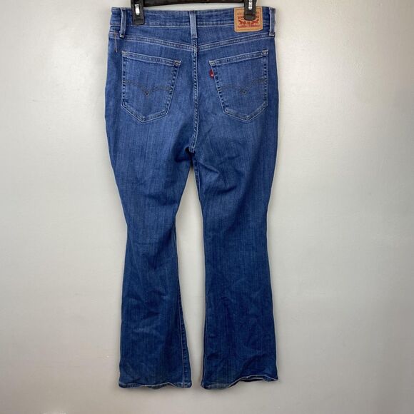 Levis 726 Flare Jeans‎ Womens 32 Blue High Rise Denim Waterless Stretch Zip Fly - Picture 4 of 13